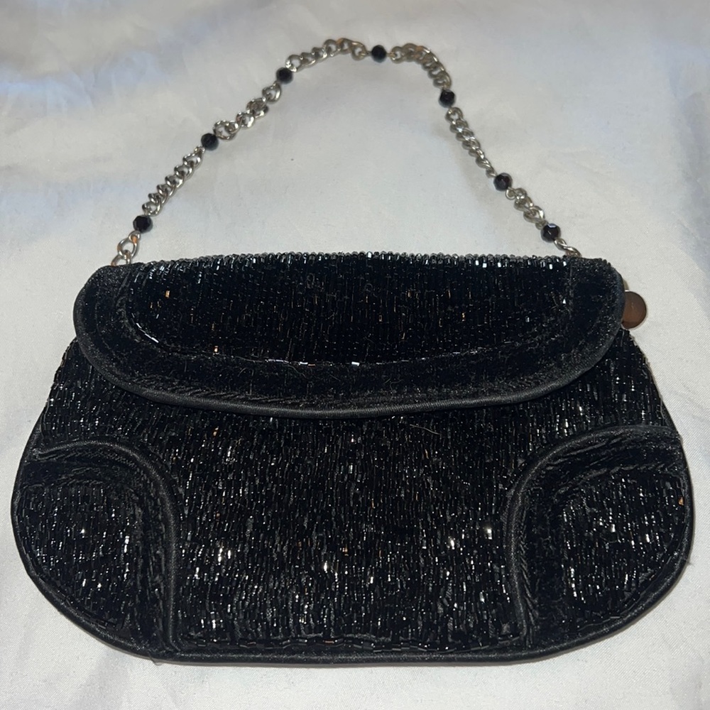 Small Black evening bag with button close